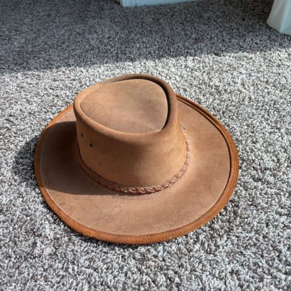 BC Hats Australian Outback Genuine Steer Hide Leather Hat - Size XL